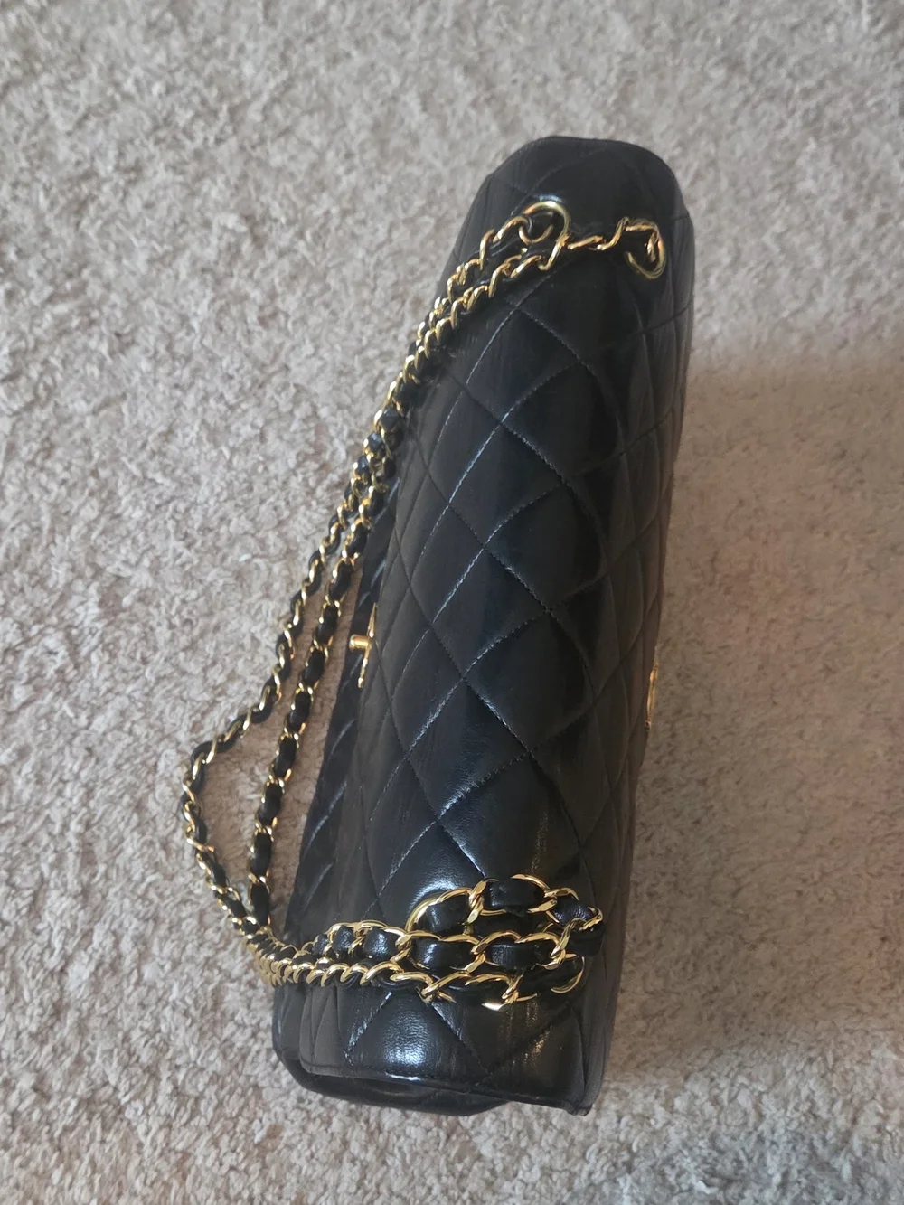 CHANEL 1996-1997 Both Side Classic Flap Jumbo Black Lambskin